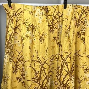 VTG Sears Pinch Pleat Curtain Panels Thermalgard Gold Yellow Floral Cottagecore